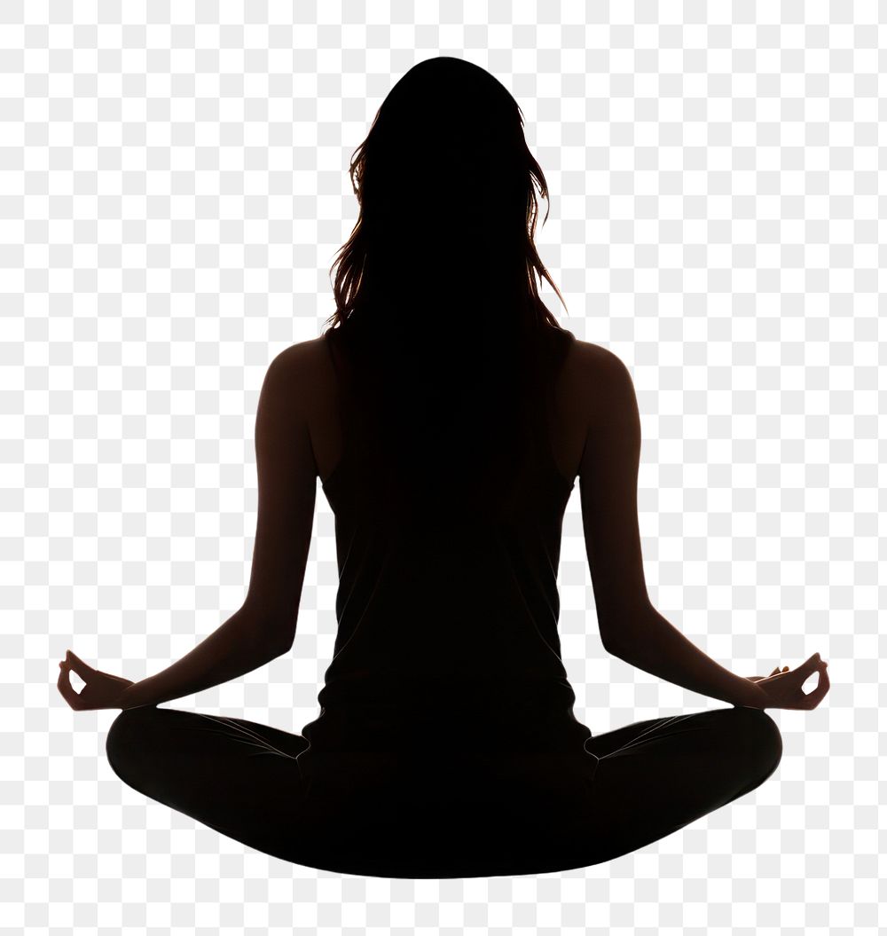 PNG Silhouette meditating sports adult. AI generated Image by rawpixel.