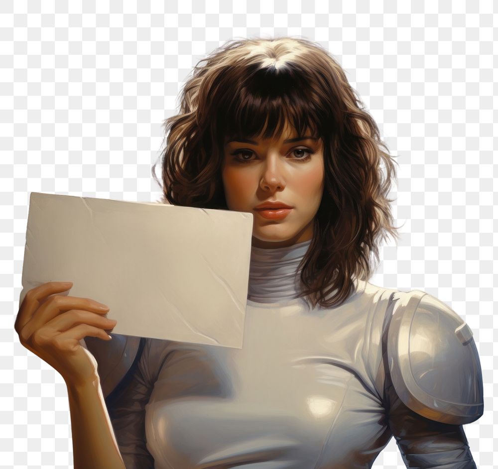 PNG Girl holding a white mocksup sign portrait adult art. AI generated Image by rawpixel.