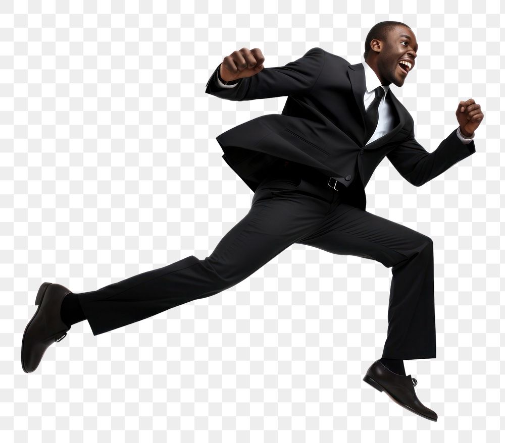 PNG  Black business man jumping dancing adult. 