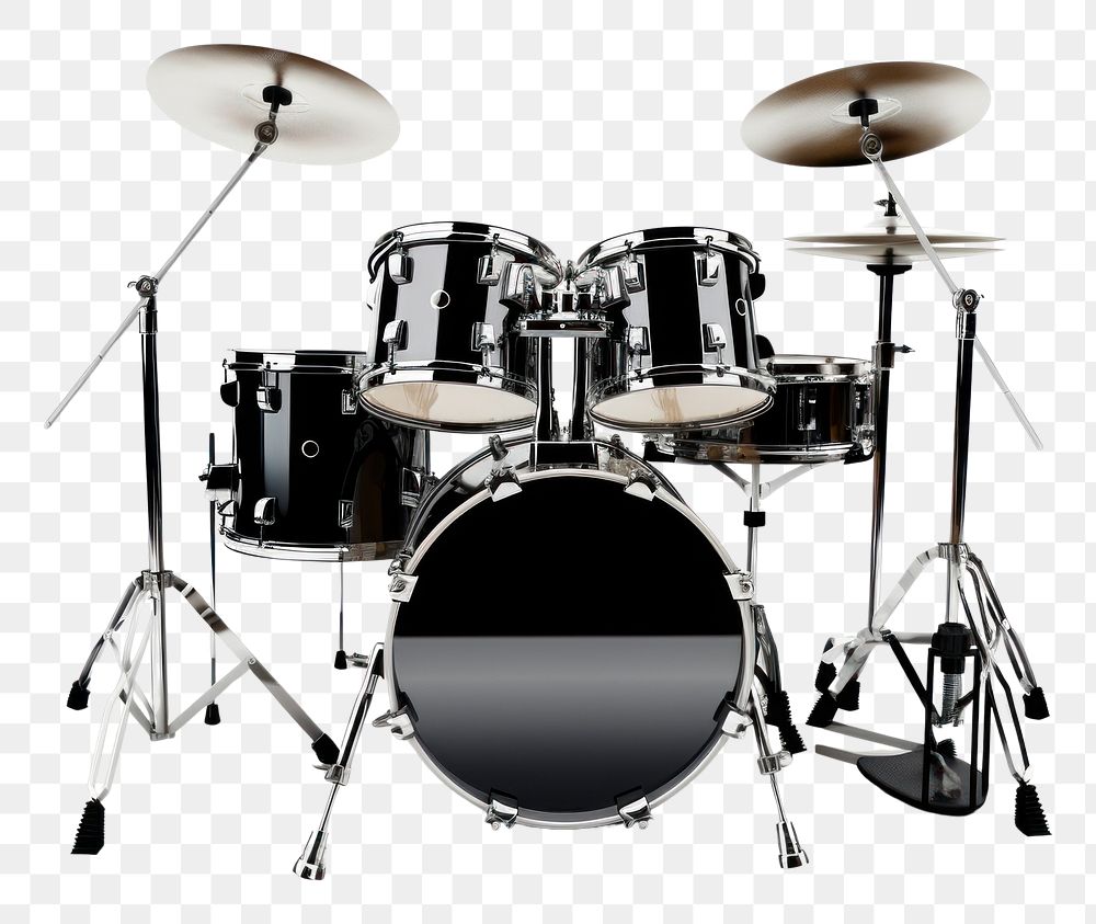 PNG  Black and silver drum kit drums percussion black. 