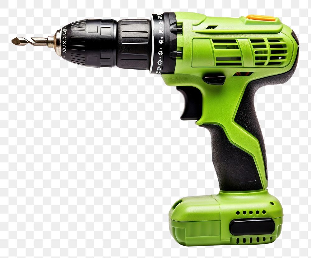 PNG  Green electric drill green tool white background. AI generated Image by rawpixel.