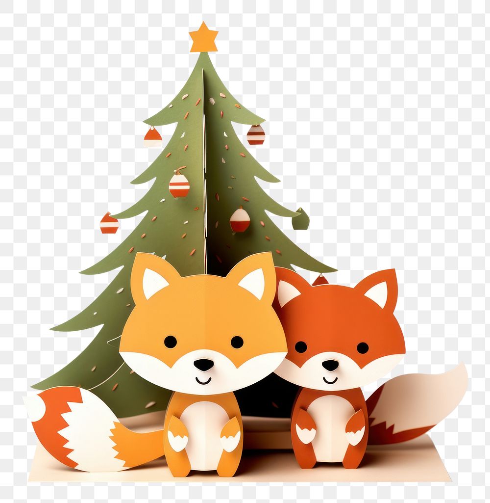 PNG  Christmas greeting card animal paper cute. AI generated Image by rawpixel.