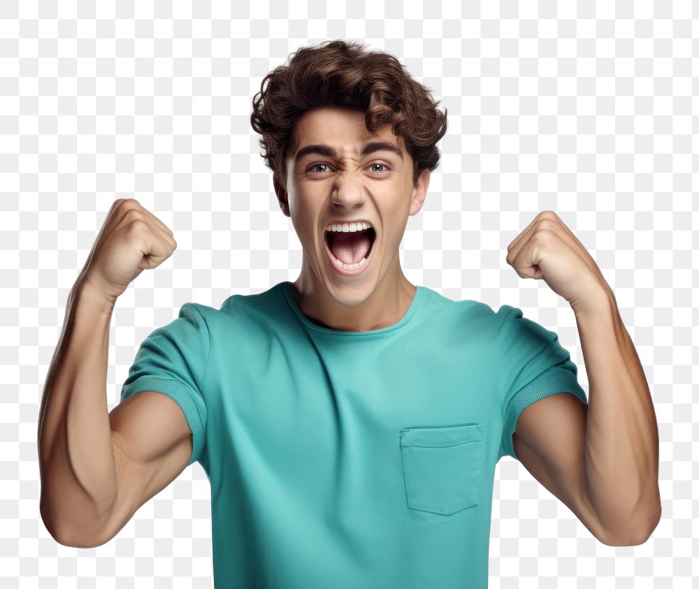 PNG Shouting excitement happiness gesturing. AI generated Image by rawpixel.