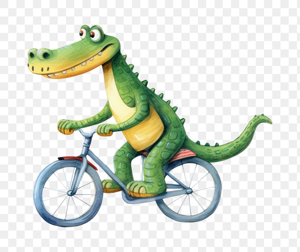PNG Ride a bicycle dinosaur reptile animal. AI generated Image by rawpixel.