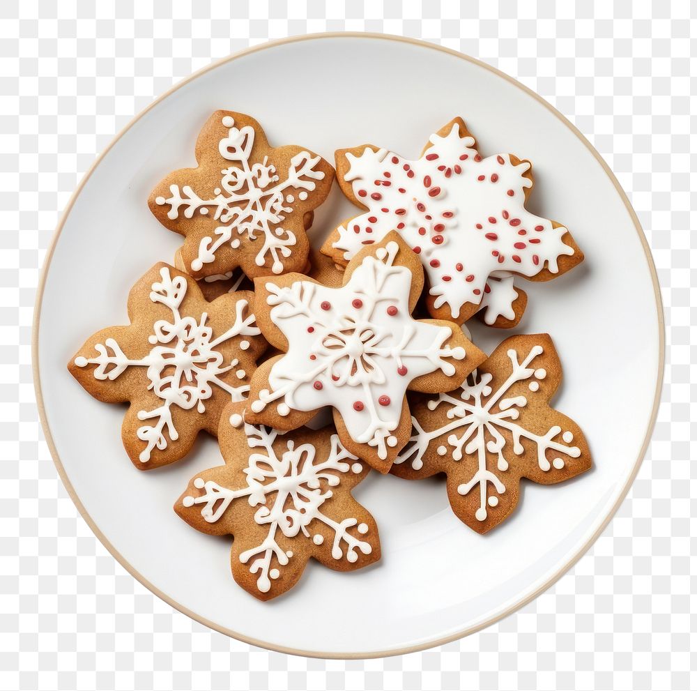 PNG Cookie plate gingerbread christmas. AI generated Image by rawpixel.