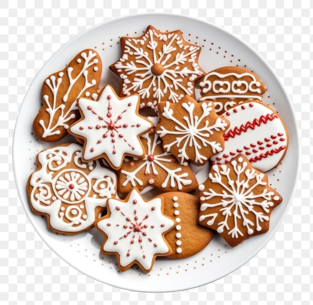 PNG Cookie plate gingerbread christmas. AI generated Image by rawpixel.