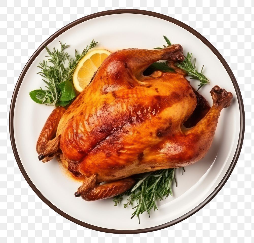PNG Plate roasted dinner turkey. AI generated Image by rawpixel.