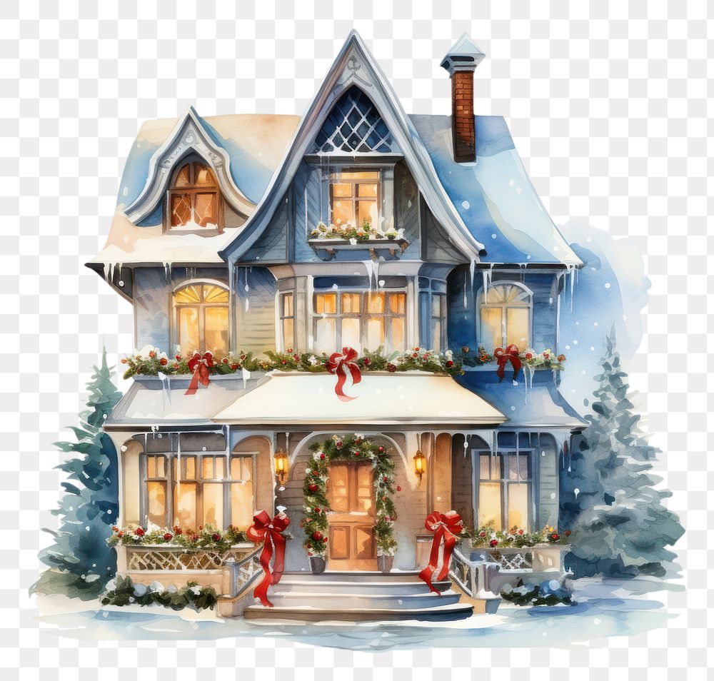 PNG Decorative christmas house architecture building celebration. AI generated Image by rawpixel.