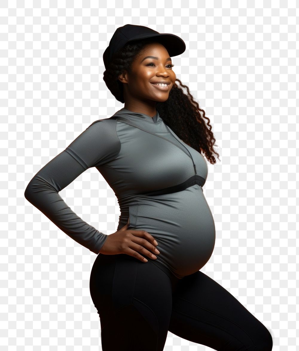PNG Pregnant sportwear portrait smiling. AI generated Image by rawpixel.