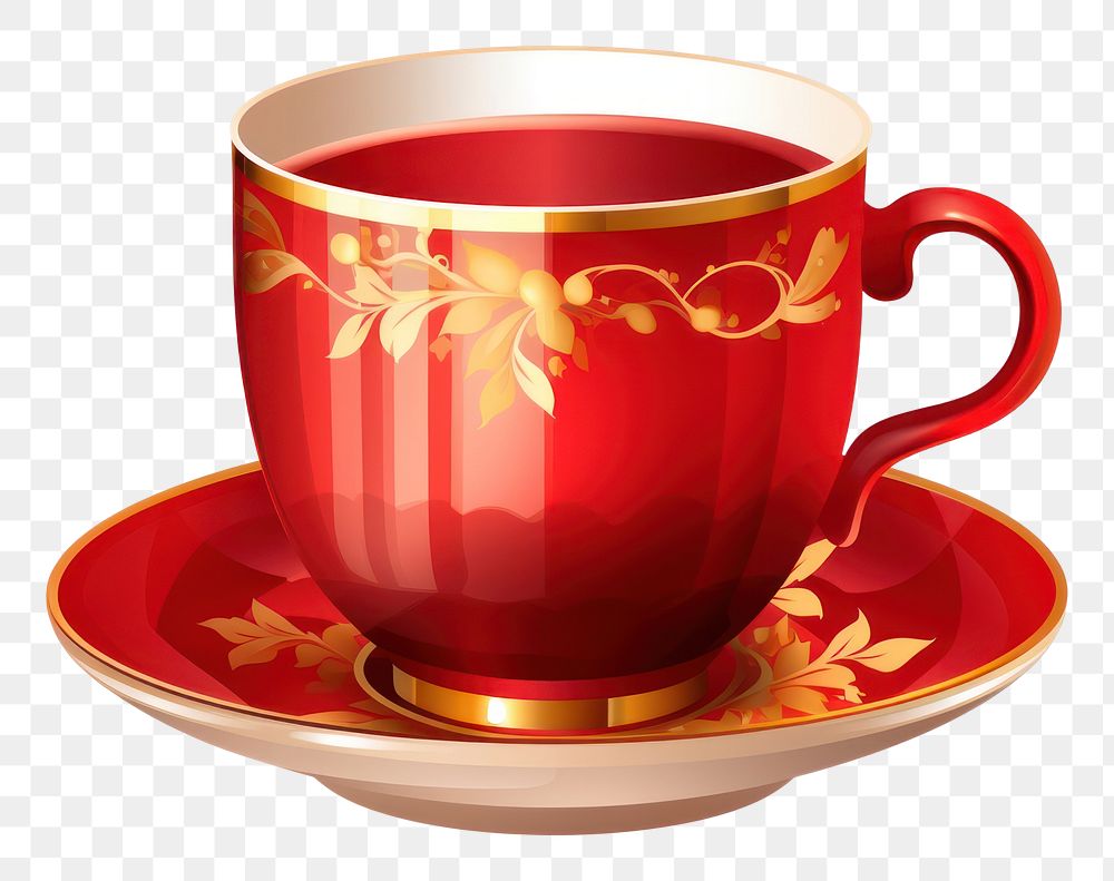 PNG Red christmas cup saucer coffee drink. AI generated Image by rawpixel.