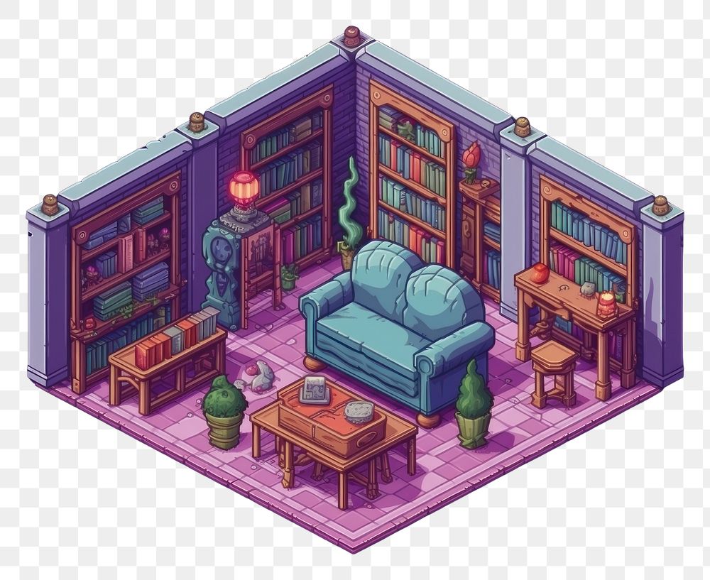 PNG Simple Library room furniture purple table. AI generated Image by rawpixel.