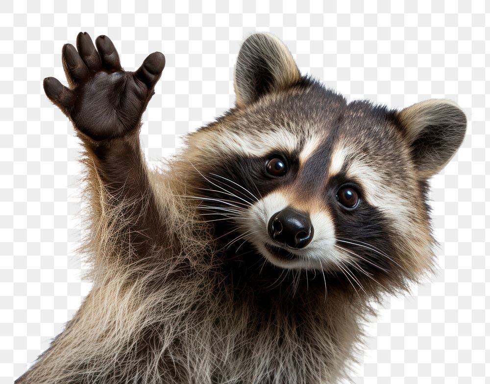 PNG Raccoon Waving animal mammal pet. AI generated Image by rawpixel.