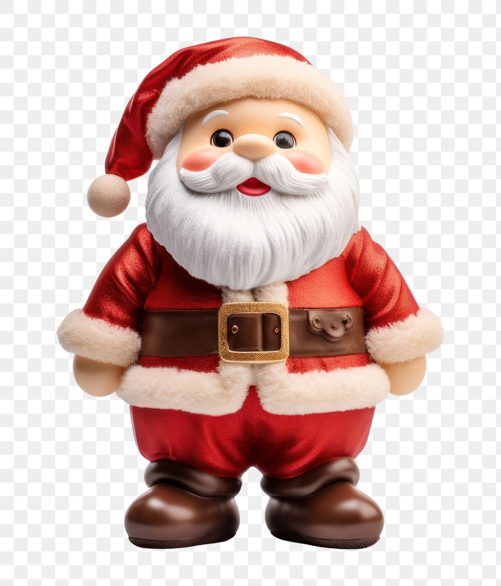 PNG Cute santa claus doll figurine toy white background. AI generated Image by rawpixel.