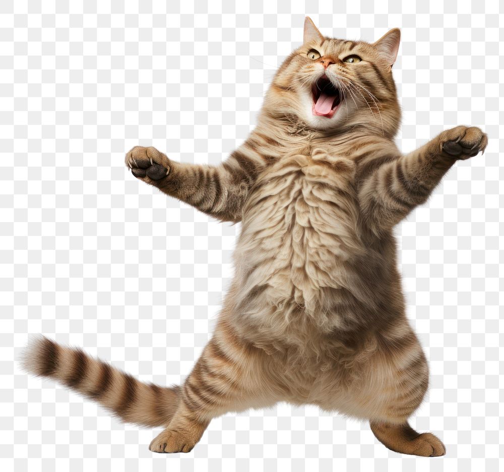 PNG Happy smiling cat dancing mammal animal kitten. AI generated Image by rawpixel.
