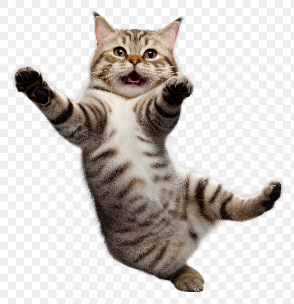 PNG Happy smiling cat dancing animal mammal kitten