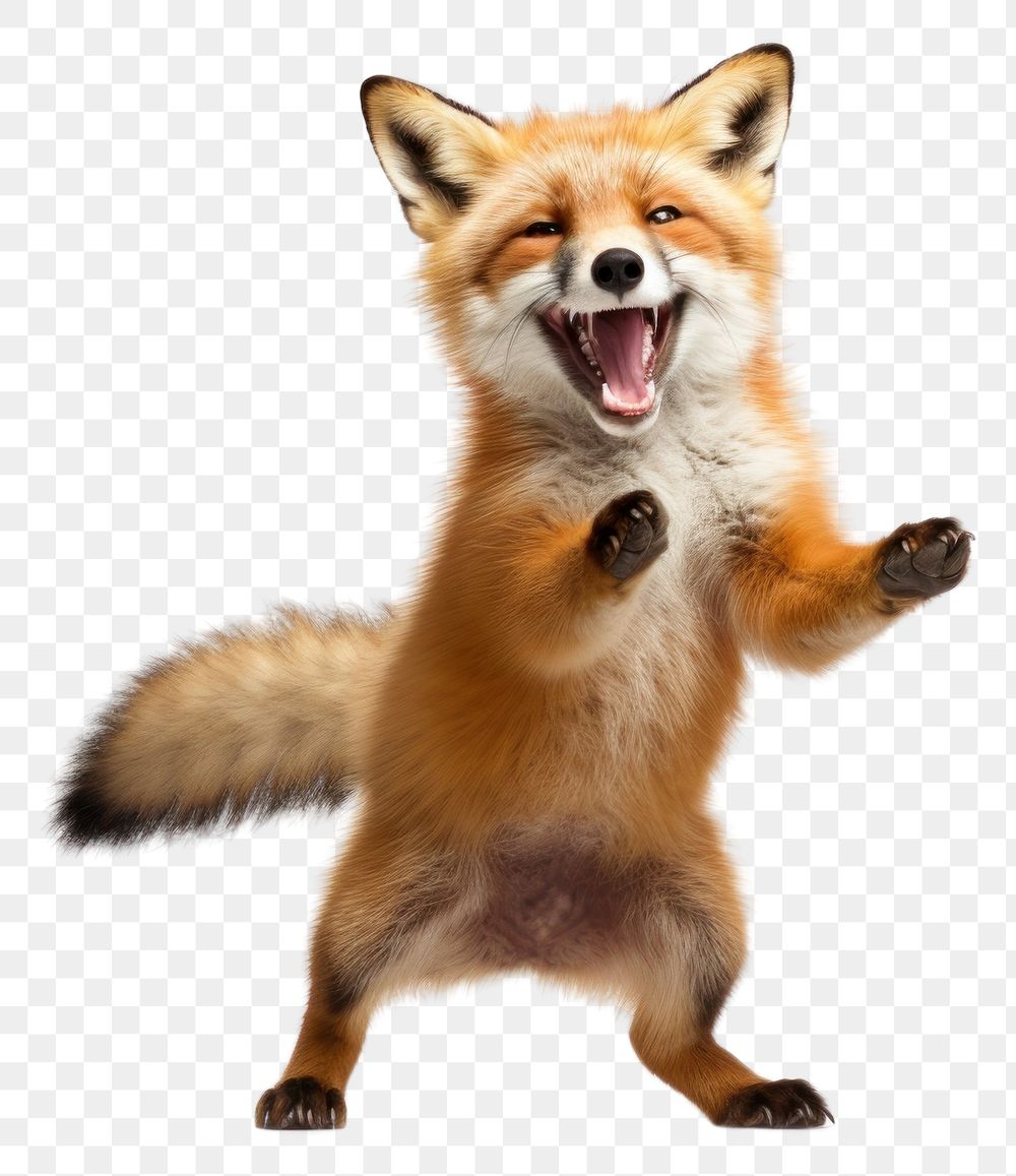 PNG Happy smiling fox dancing wildlife mammal animal. AI generated Image by rawpixel.
