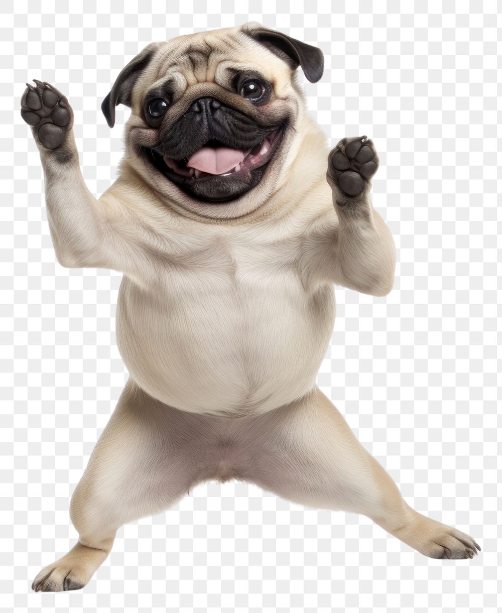 PNG Happy smiling pug dance mammal animal pet. AI generated Image by rawpixel.