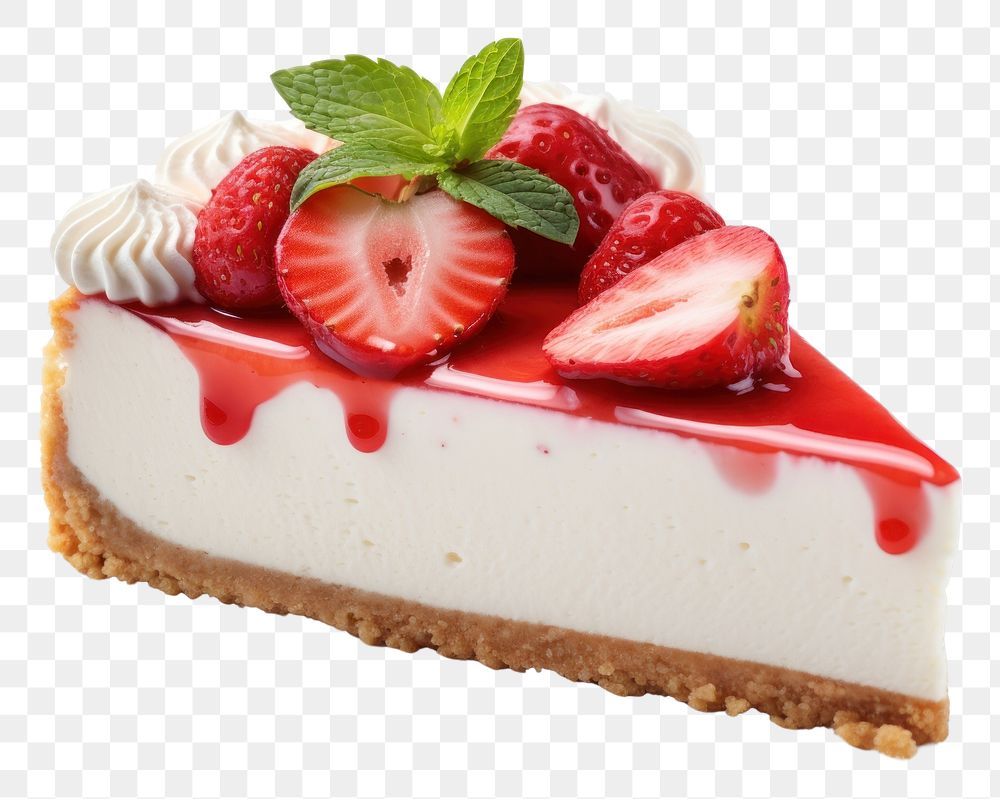 PNG Strawberry cheesecake dessert cream food. AI generated Image by rawpixel.