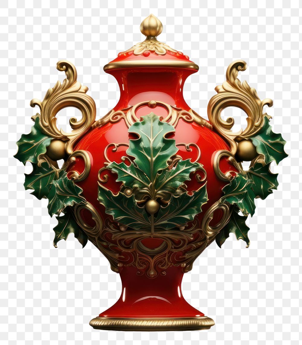 PNG  Christmas vase christmas porcelain art. AI generated Image by rawpixel.