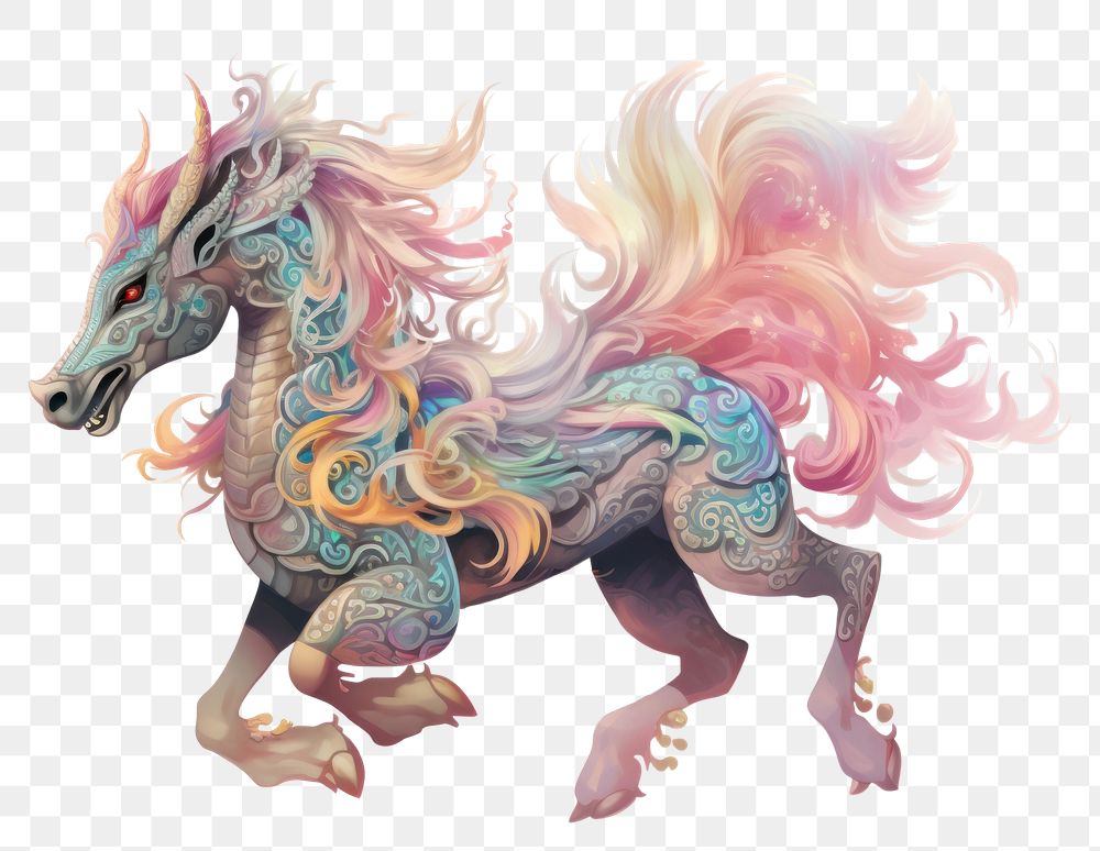 PNG Chinese Qilin running art animal dragon. AI generated Image by rawpixel.