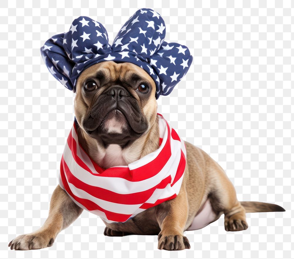 PNG  America flag dog bulldog mammal. AI generated Image by rawpixel.