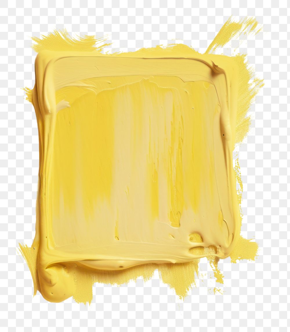 PNG  Flat pale yellow paint brushstroke rectangle white background splattered. AI generated Image by rawpixel.