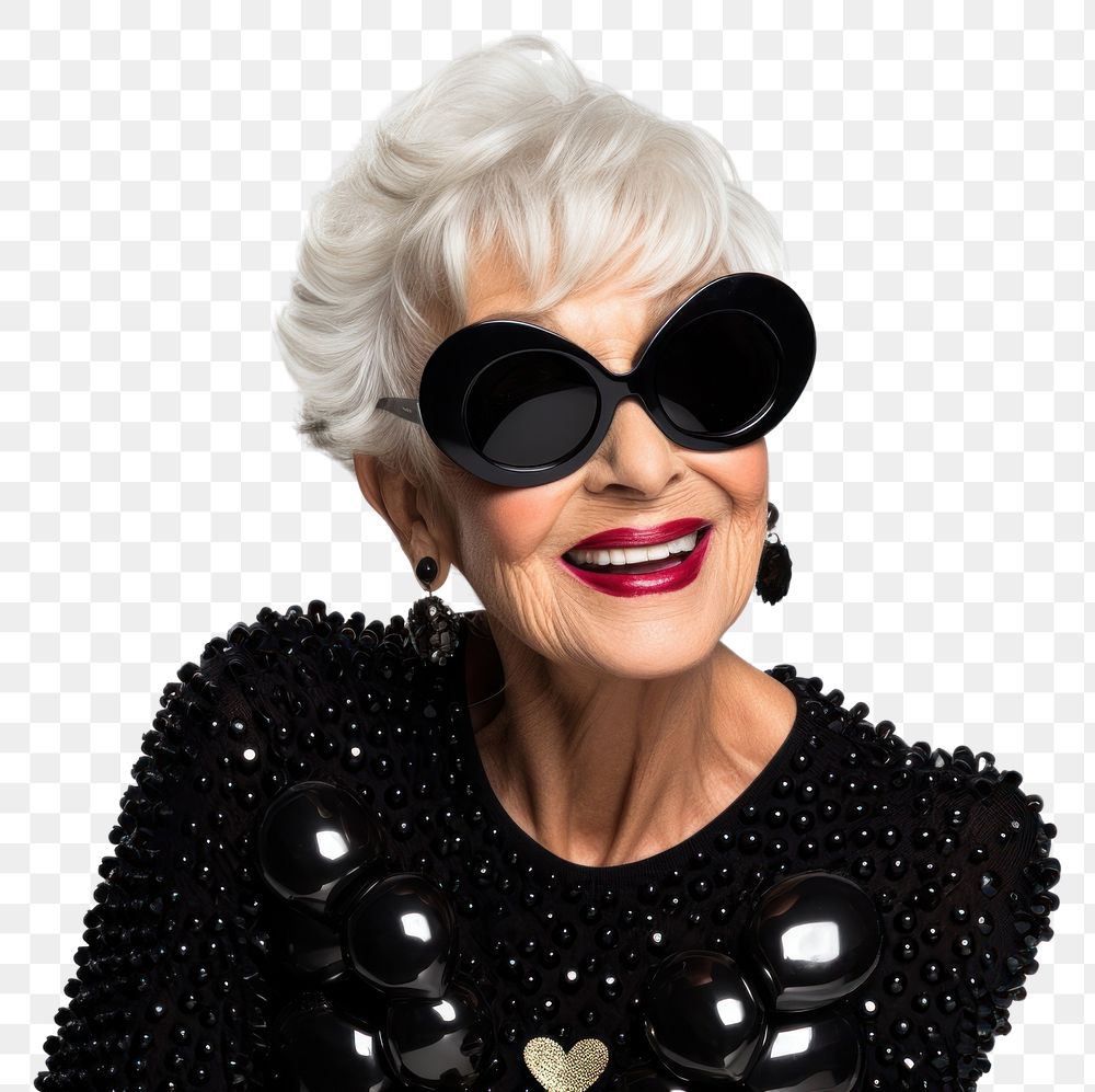 PNG Chic senior woman sunglasses portrait lipstick. AI generated Image by rawpixel.