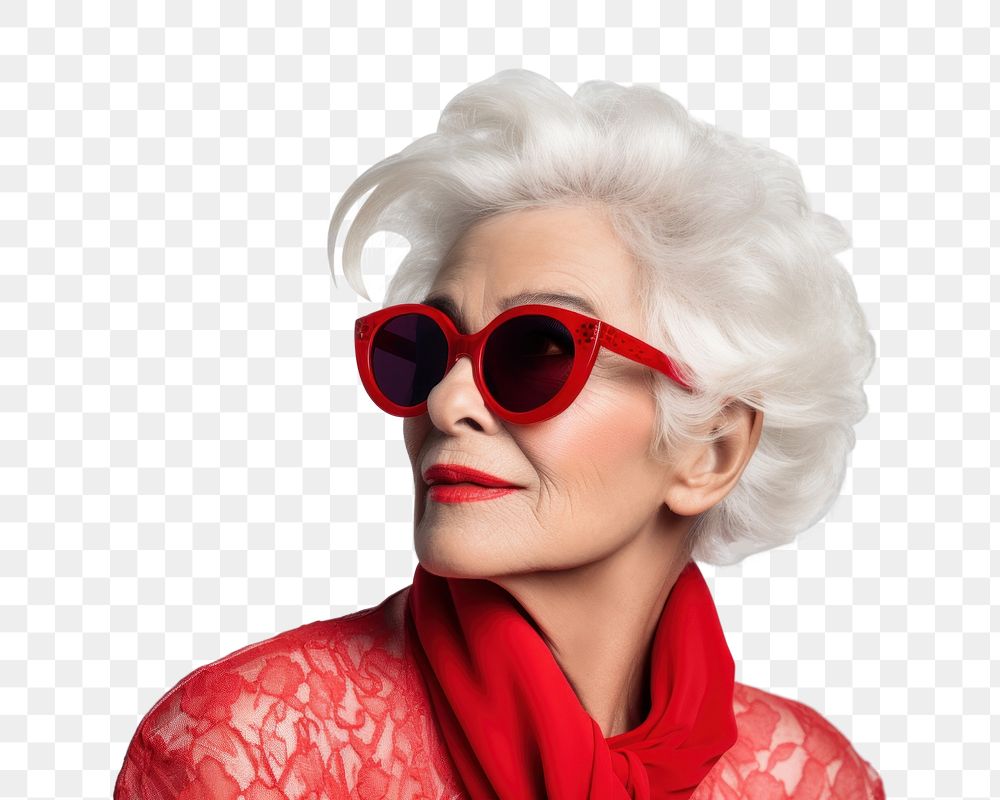 PNG  Chic senior woman sunglasses portrait adult. AI generated Image by rawpixel.