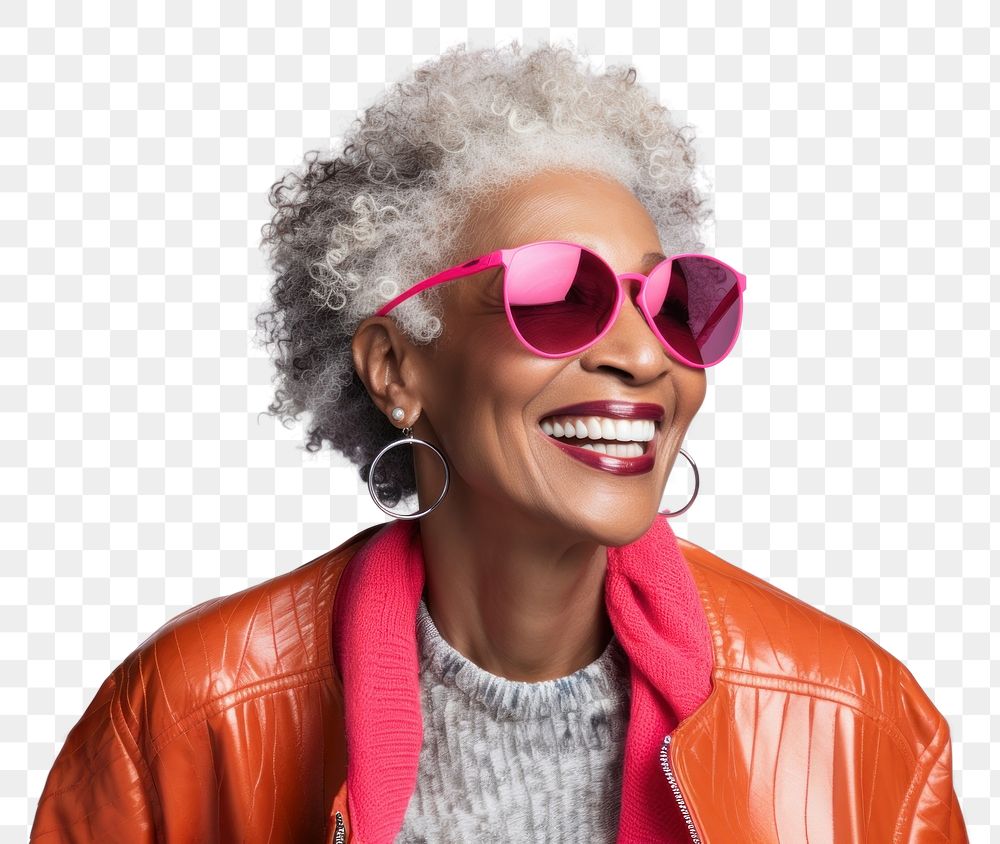 PNG Senior african american woman portrait sunglasses laughing