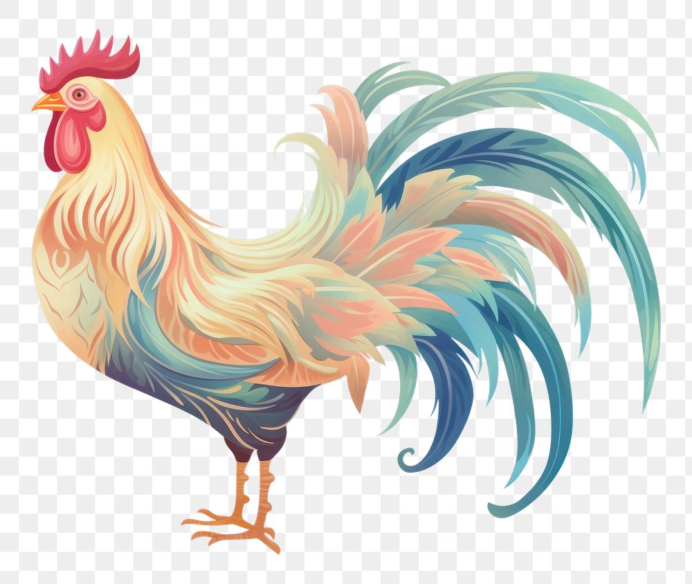 PNG Rooster crowing chicken poultry animal. AI generated Image by rawpixel.