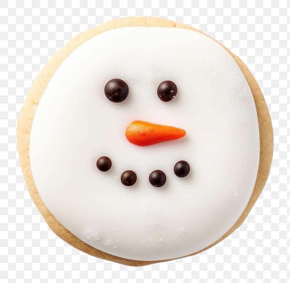 PNG Snowman icing cookie food anthropomorphic representation. AI generated Image by rawpixel.
