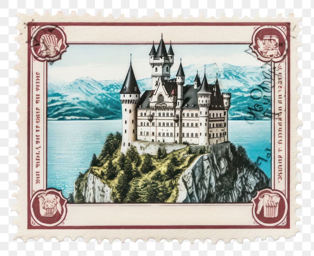 PNG Castle architecture postage stamp building. AI generated Image by rawpixel.