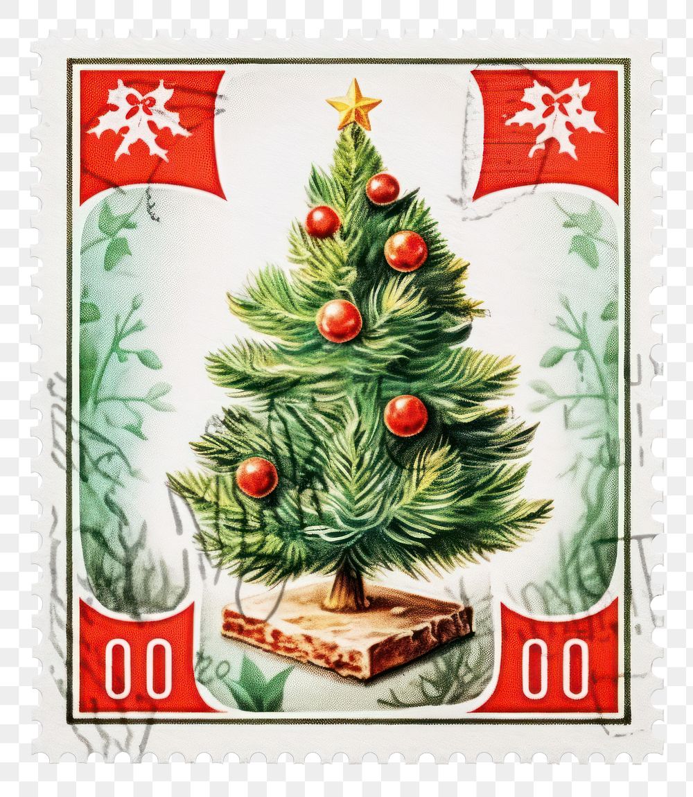PNG Christmas gift plant tree postage stamp. AI generated Image by rawpixel.