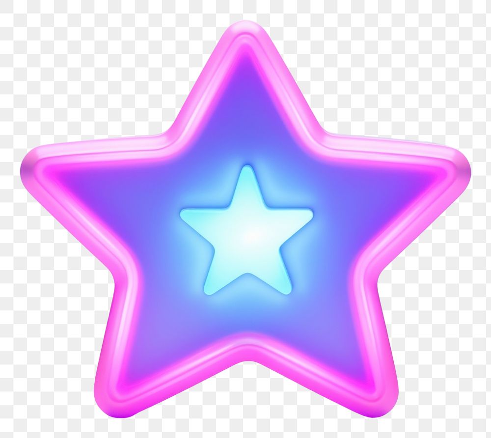 PNG Star symbol neon illuminated. 