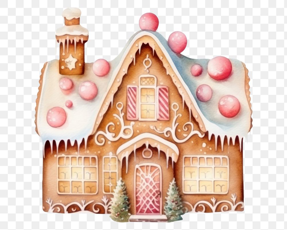 PNG Gingerbread house christmas dessert winter. AI generated Image by rawpixel.