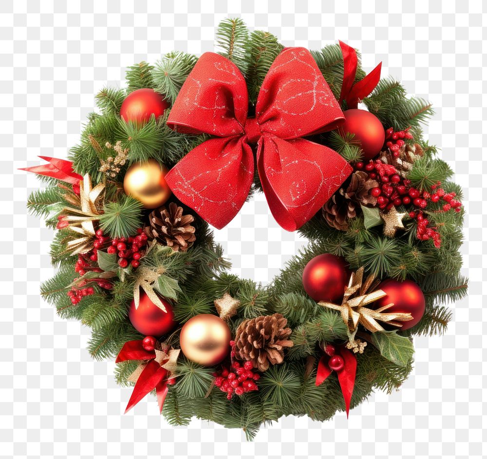 PNG Christmas wreath christmas plant white background. 