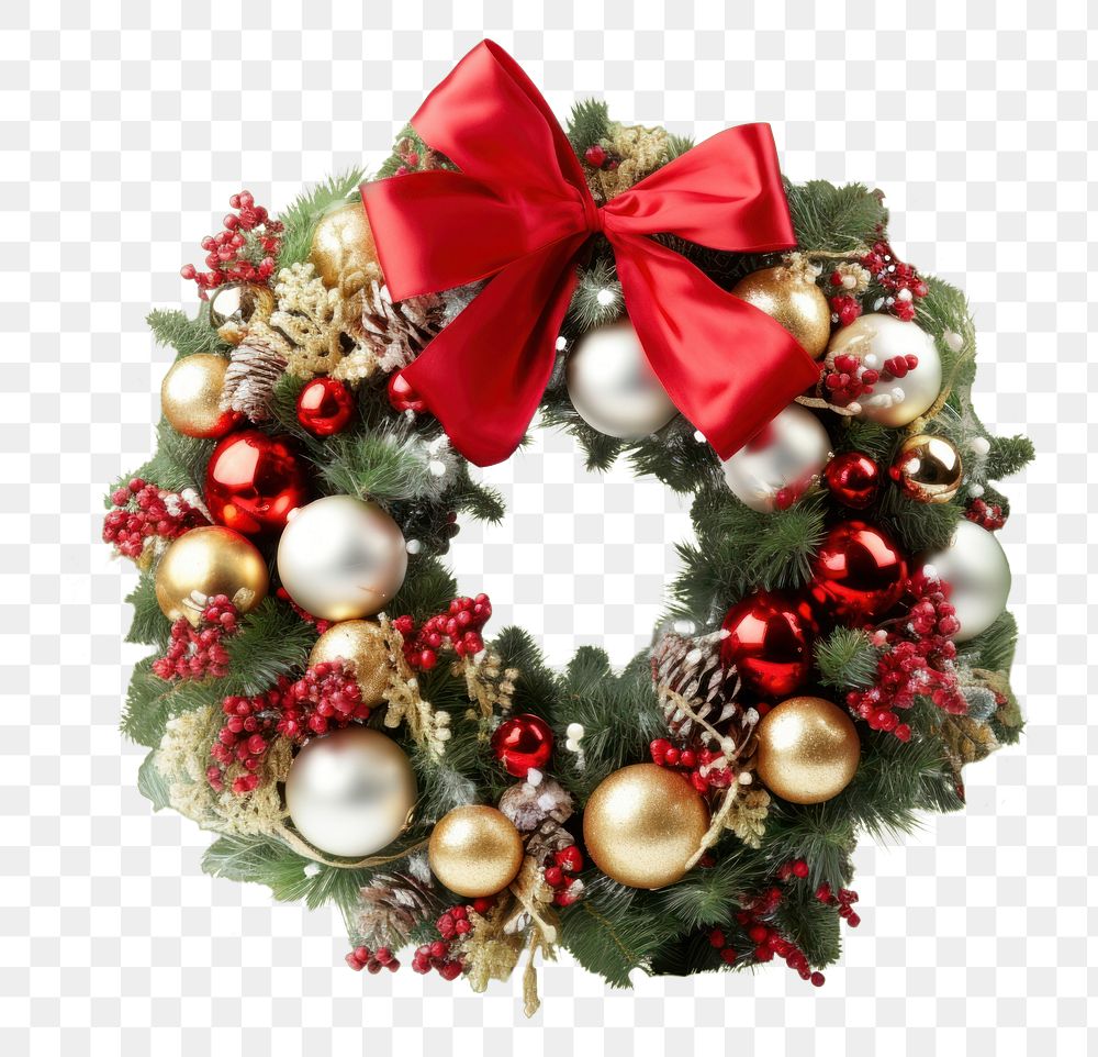 PNG Christmas wreath christmas white background illuminated. AI generated Image by rawpixel.