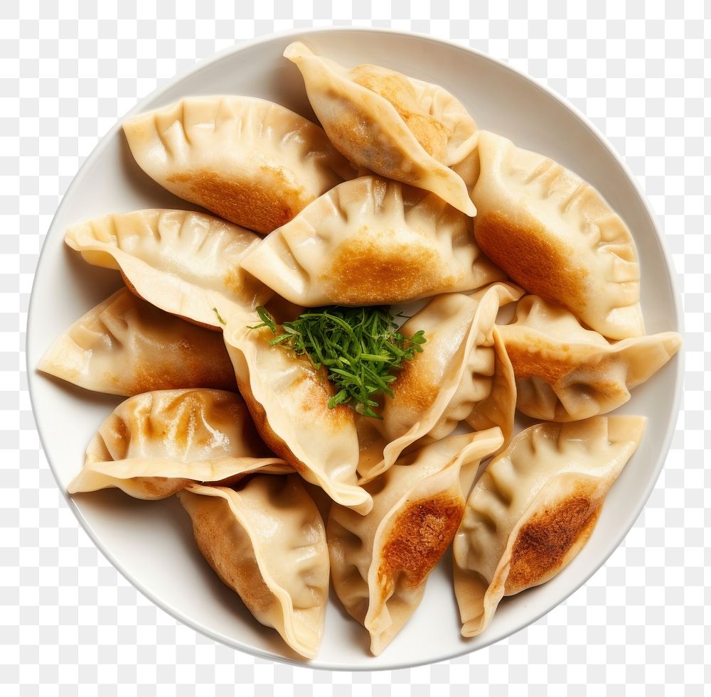 PNG Fried Dumplings dumpling plate food. AI generated Image by rawpixel.