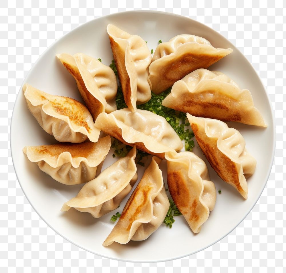 PNG Fried Dumplings dumpling plate food. AI generated Image by rawpixel.
