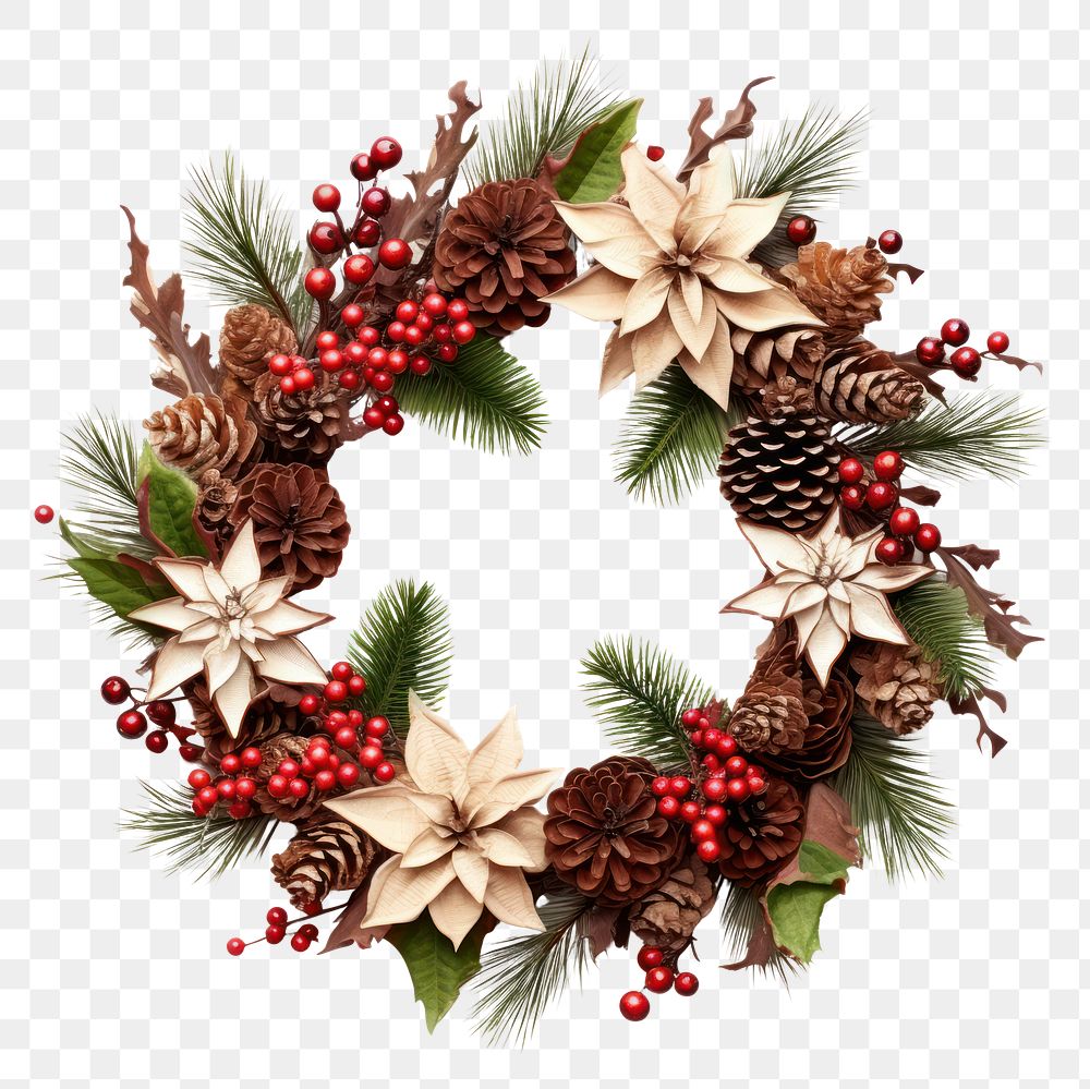 PNG  Chirstmas wreath christmas plant white background. AI generated Image by rawpixel.