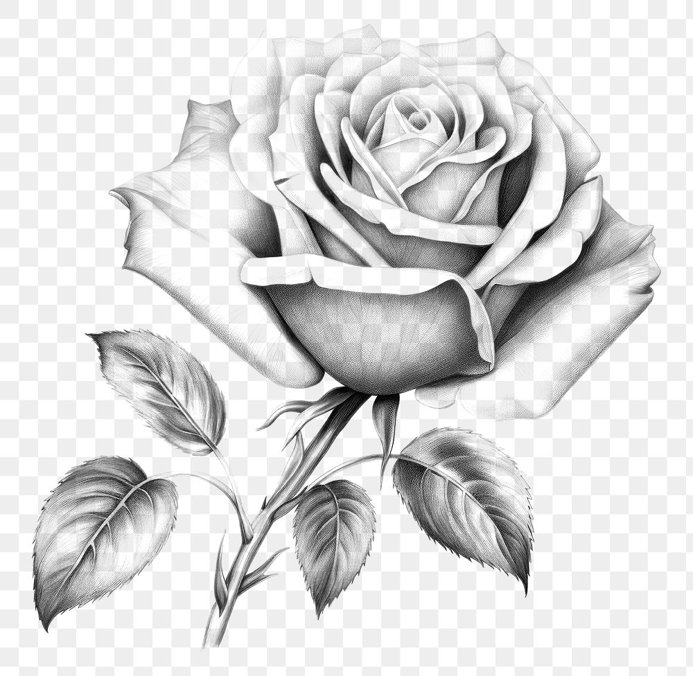 PNG Drawing sketch rose flower. AI generated Image by rawpixel.