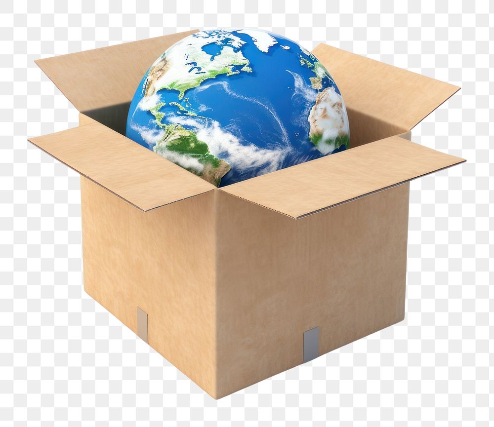 PNG Planet globe in cardboard box. AI generated Image by rawpixel.