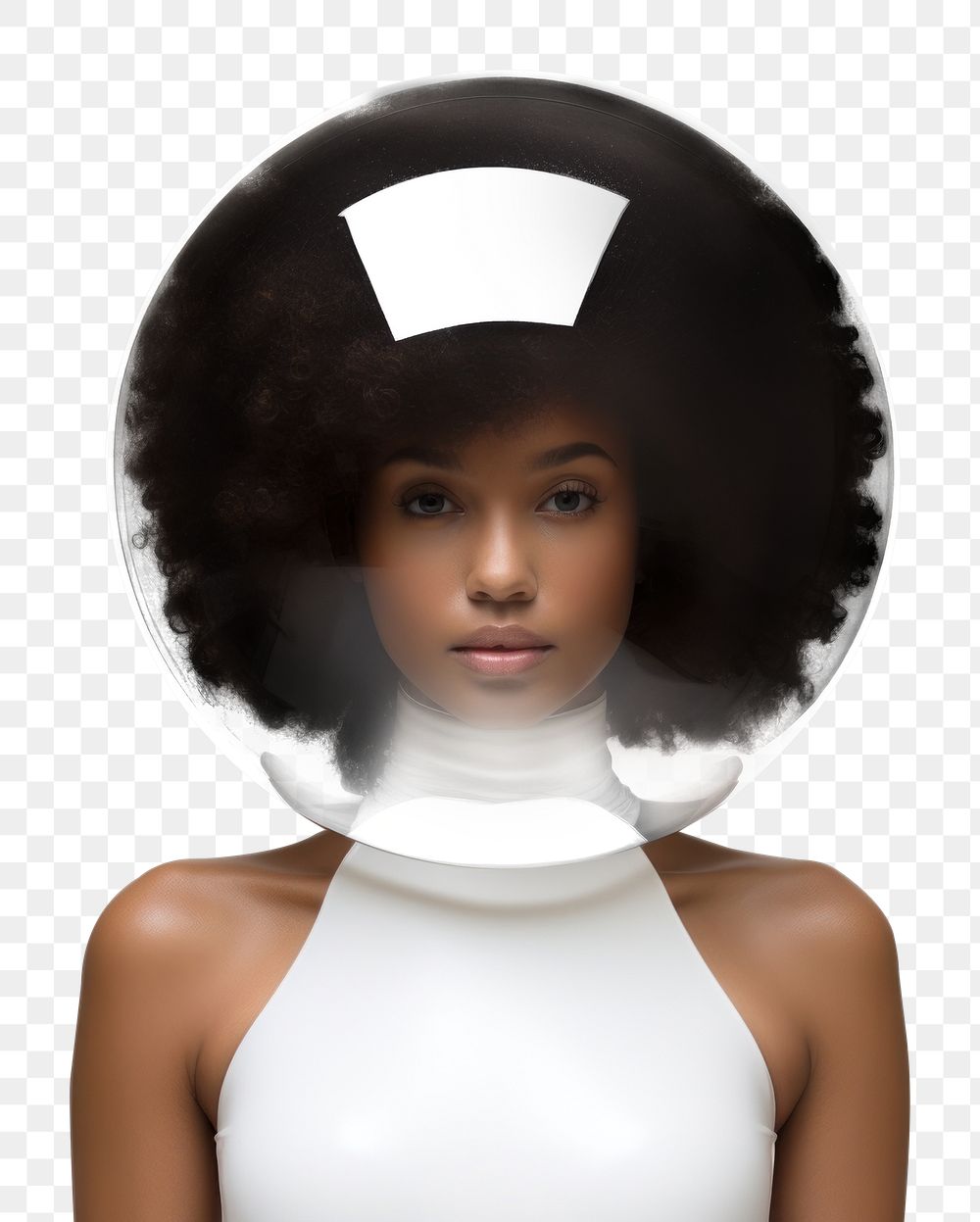 PNG Woman wearing bubble helmet. AI generated Image by rawpixel.