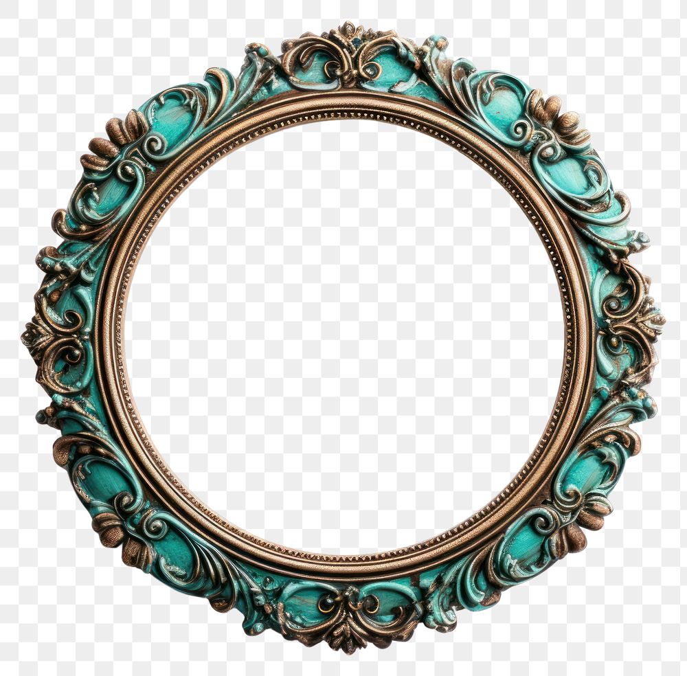 PNG  CircleTurquoise frame vintage turquoise jewelry circle. AI generated Image by rawpixel.