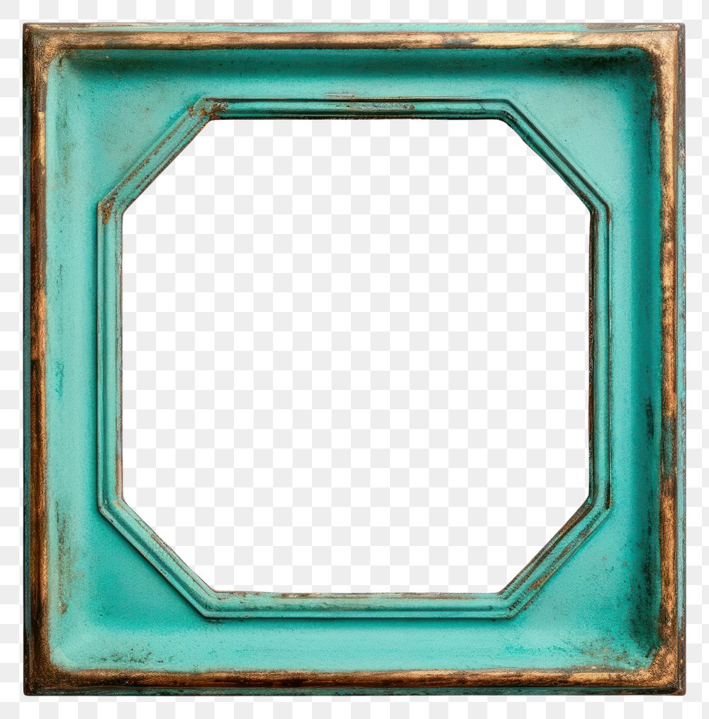 PNG  Octagon Turquoise frame vintage turquoise backgrounds white background. AI generated Image by rawpixel.