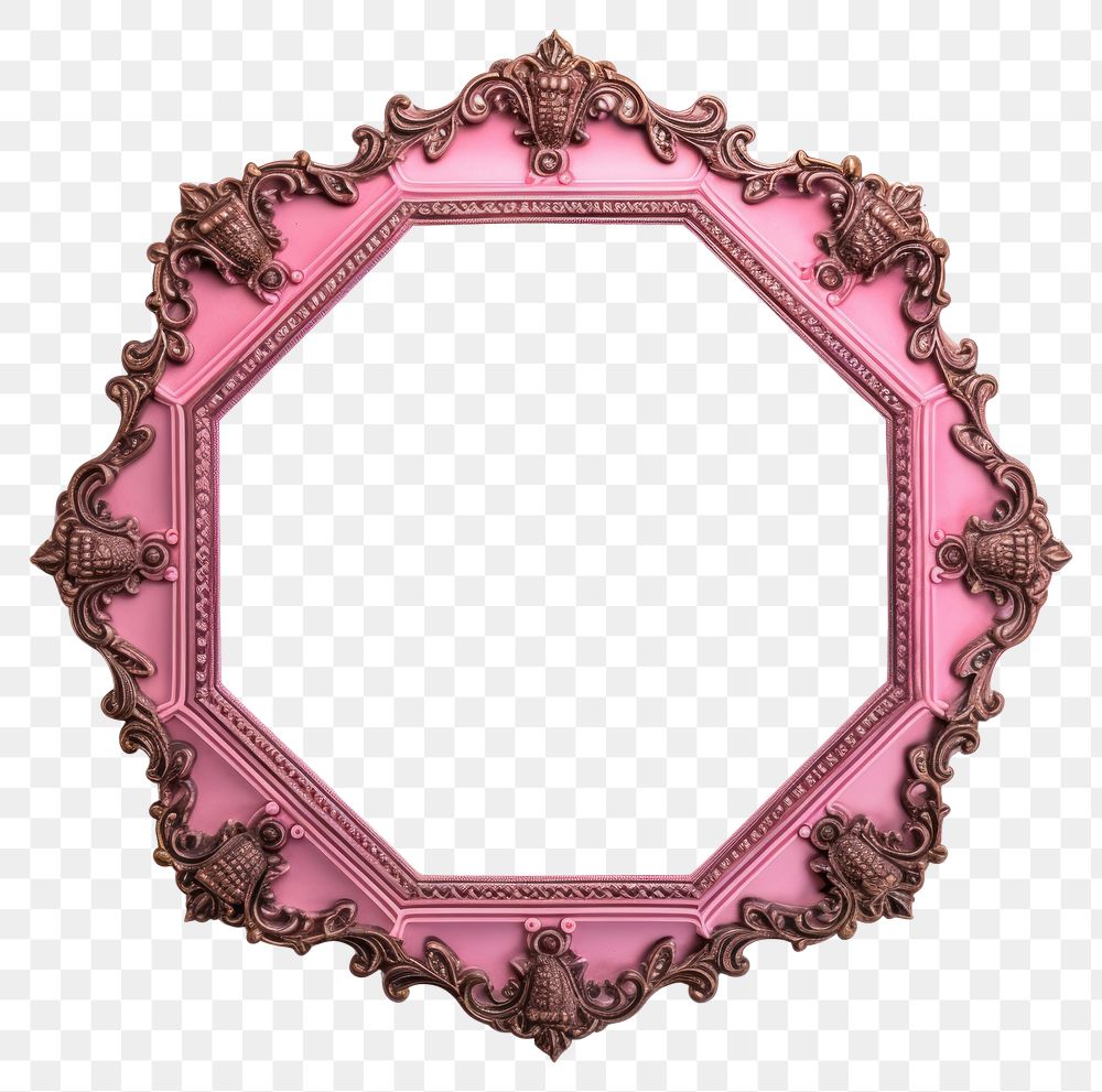 PNG  Pink Octagon design frame vintage jewelry photo pink