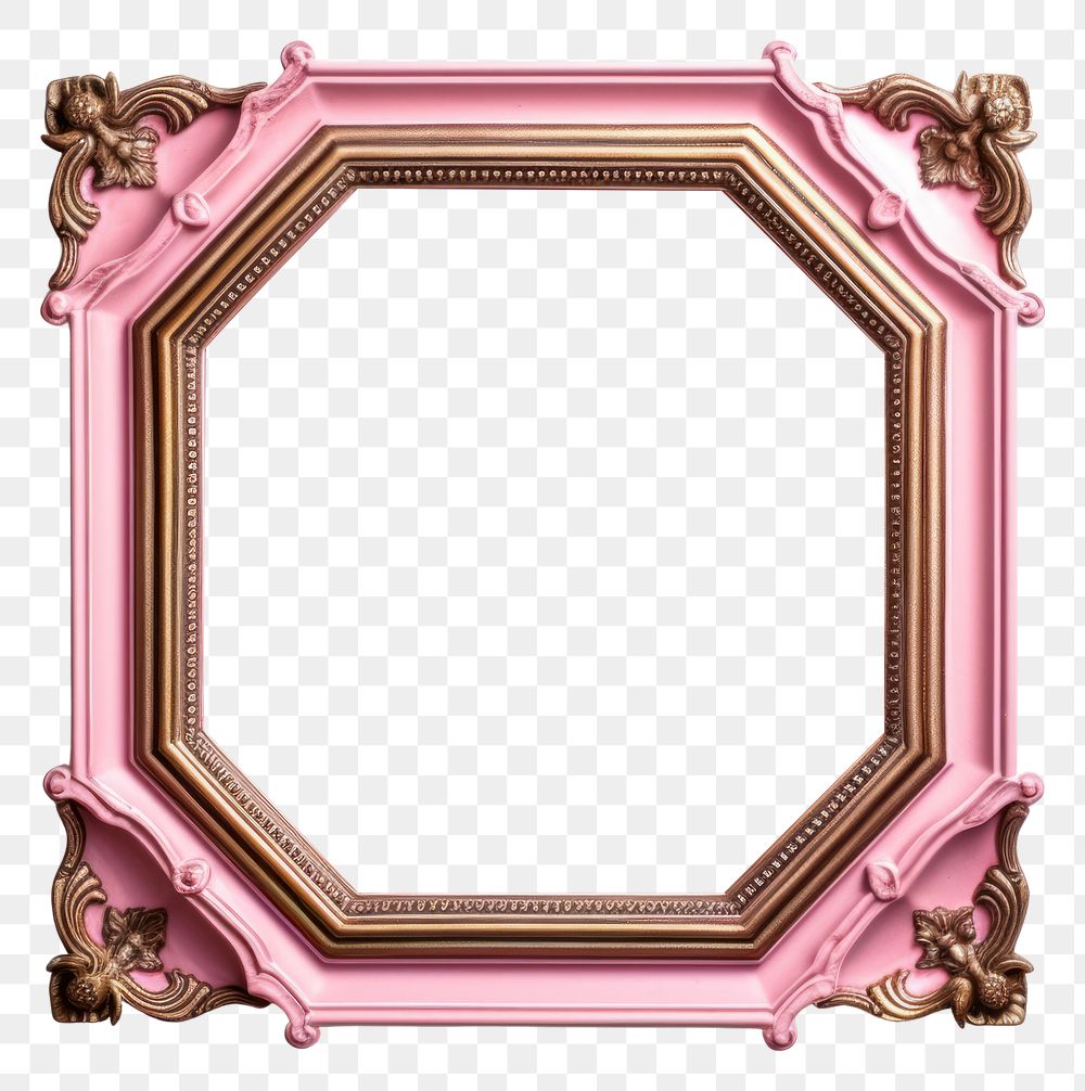 PNG  Pink Octagon design frame vintage photo pink white background. AI generated Image by rawpixel.