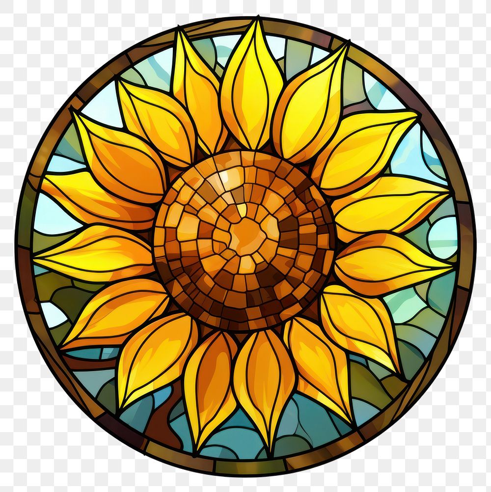 PNG  Glass sunflower shape art stained glass. AI generated Image by rawpixel.