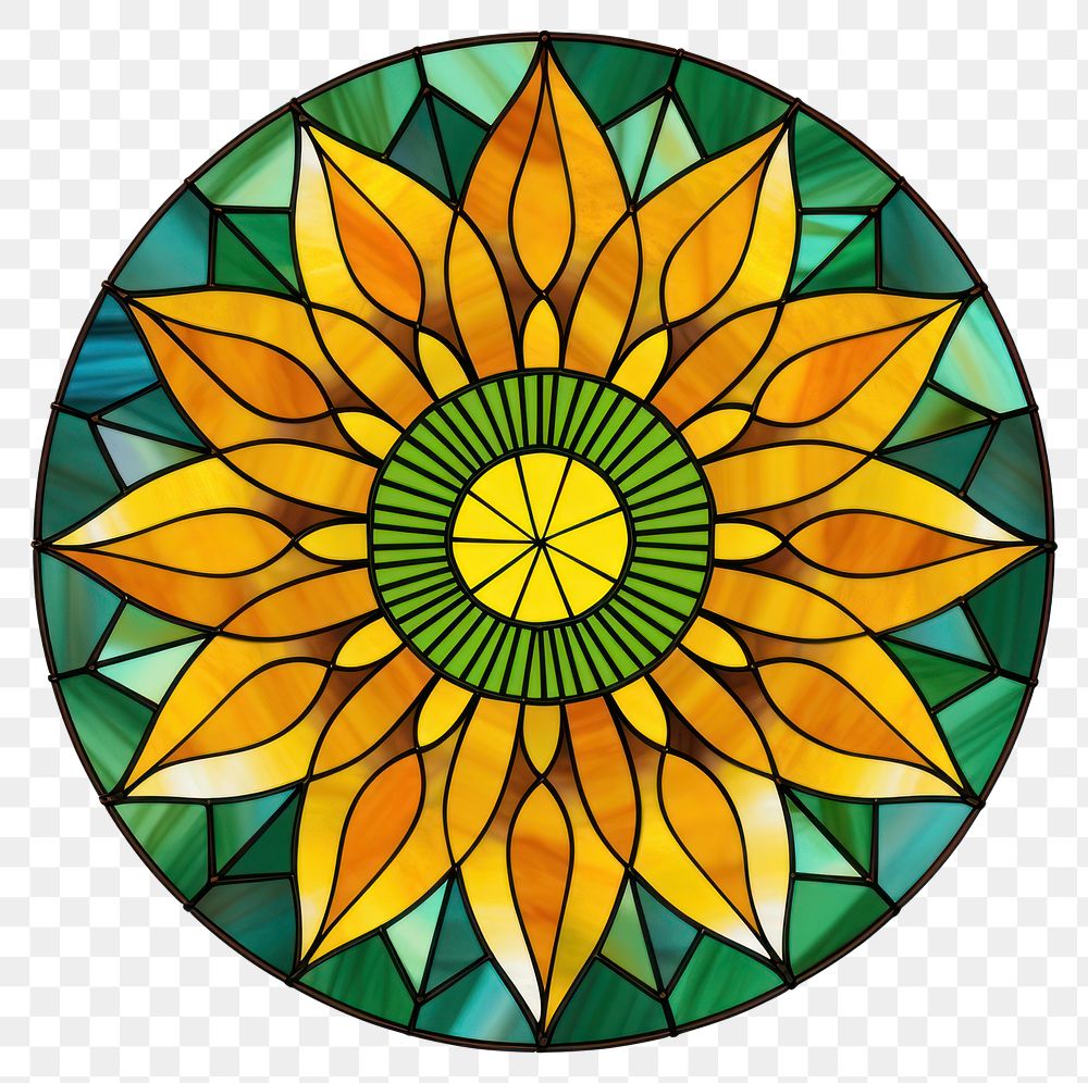 PNG  Glass sunflower art shape stained glass. AI generated Image by rawpixel.