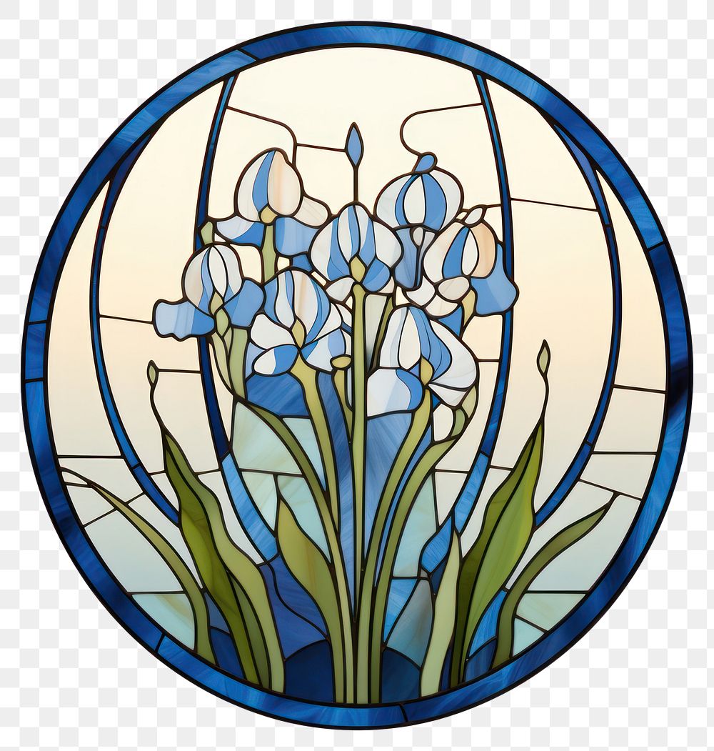 PNG  Glass bluebells shape art stained glass. AI generated Image by rawpixel.